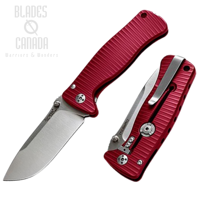 Lion Steel SR2 Mini Folding Knife, Sleipner Satin, Aluminium Red SR2A RS